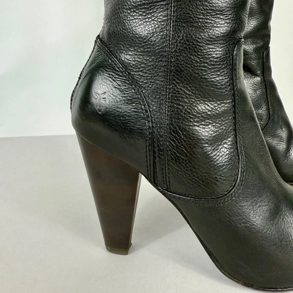 Frye Regina Zip Black Leather Boots - Picture 7 of 12